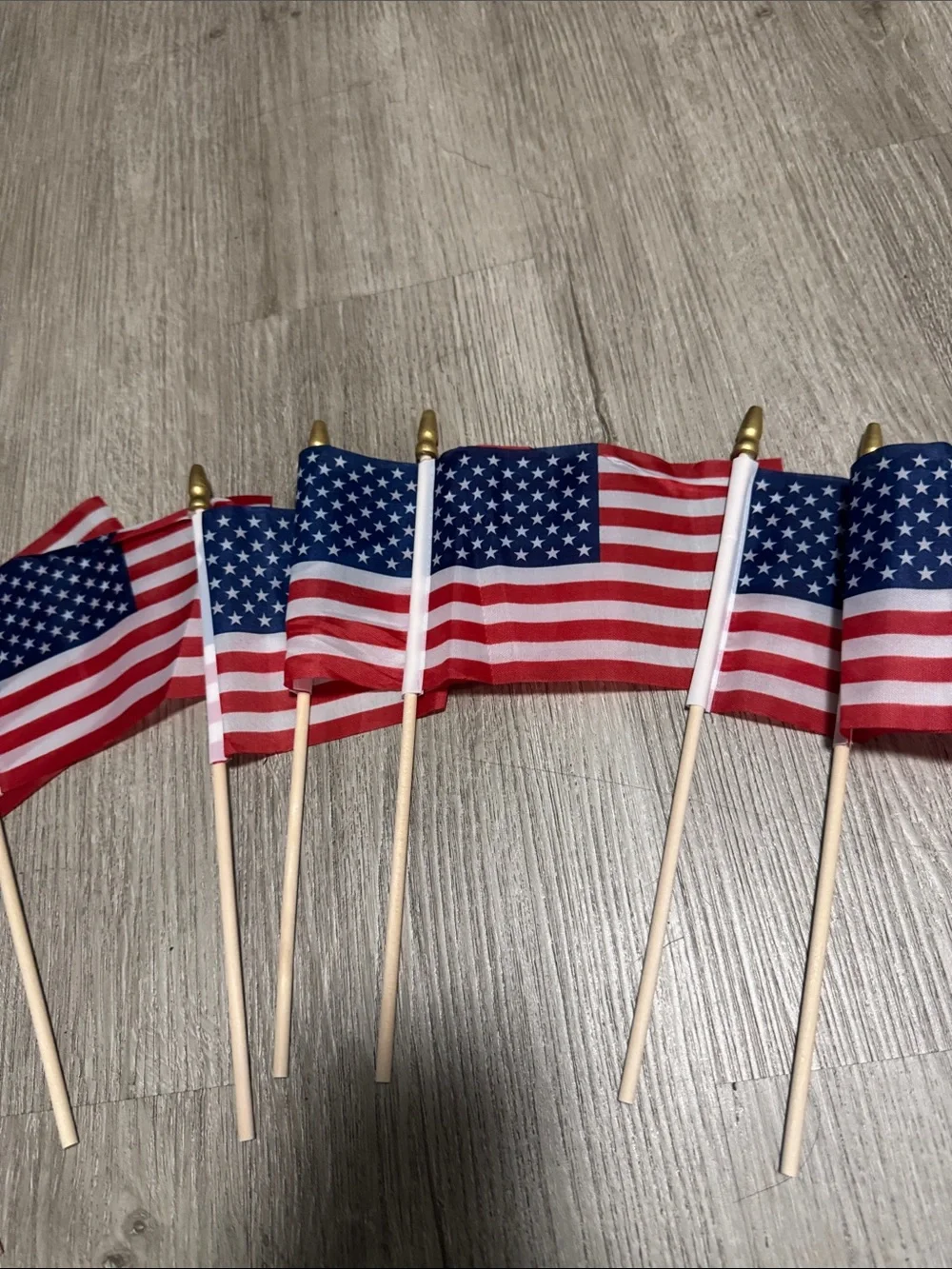 12 Mini American Stick Flags - Red, White & Blue Party Pack